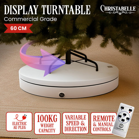 Christabelle 60cmD 100kg Commercial-Grade Electric Display Turntable Christmas Tree - White