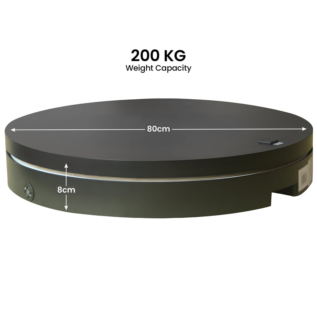 Christabelle 80cm 200kg Commercial Electric Display Turntable with Power Outlet - Black