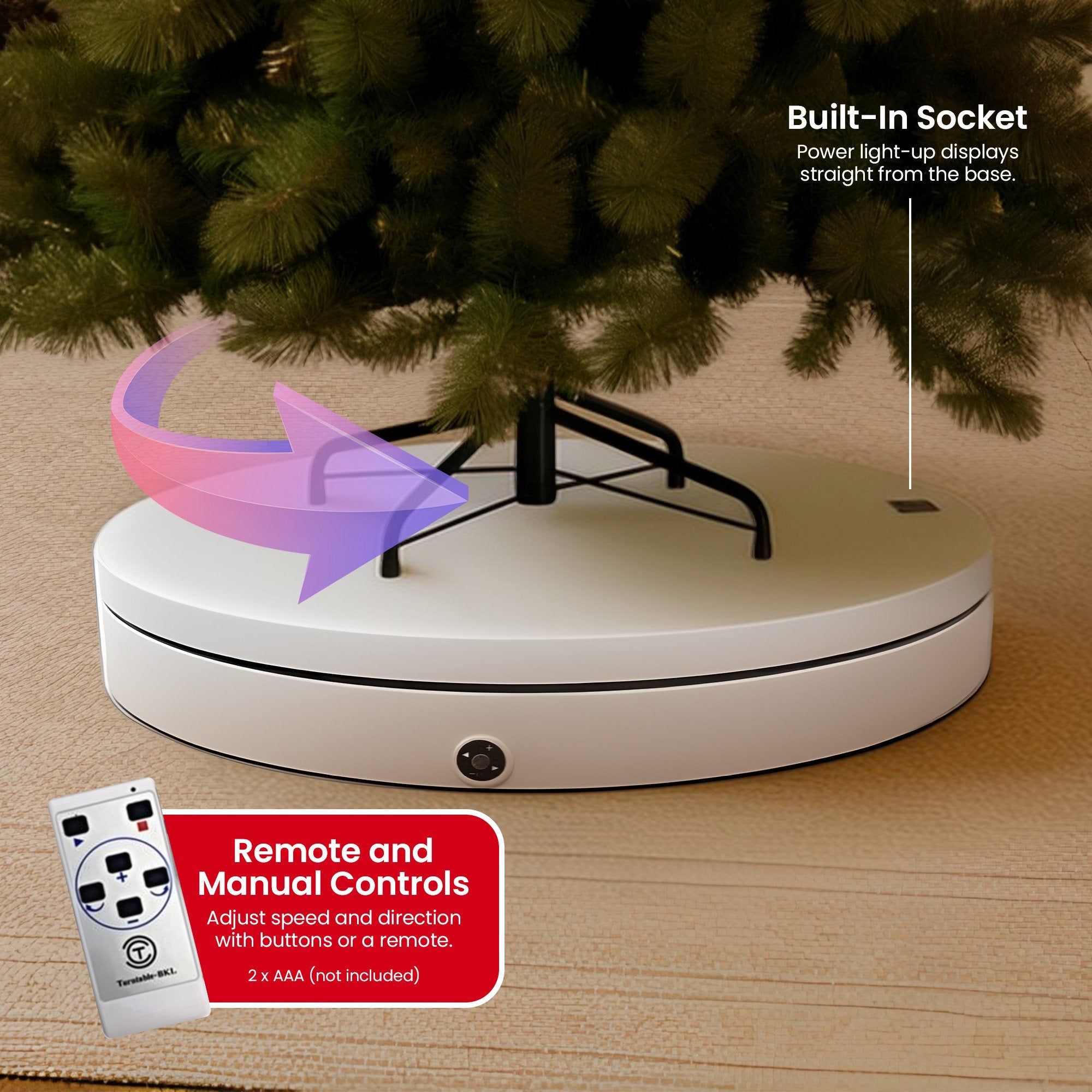 Christabelle 80cm 200kg Commercial Electric Display Turntable Power Outlet - White