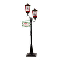 195cm Christmas Lamp Post with Lights Music & Snow- Black