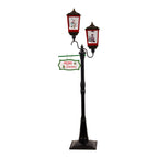 195cm Christmas Lamp Post with Lights Music & Snow- Black