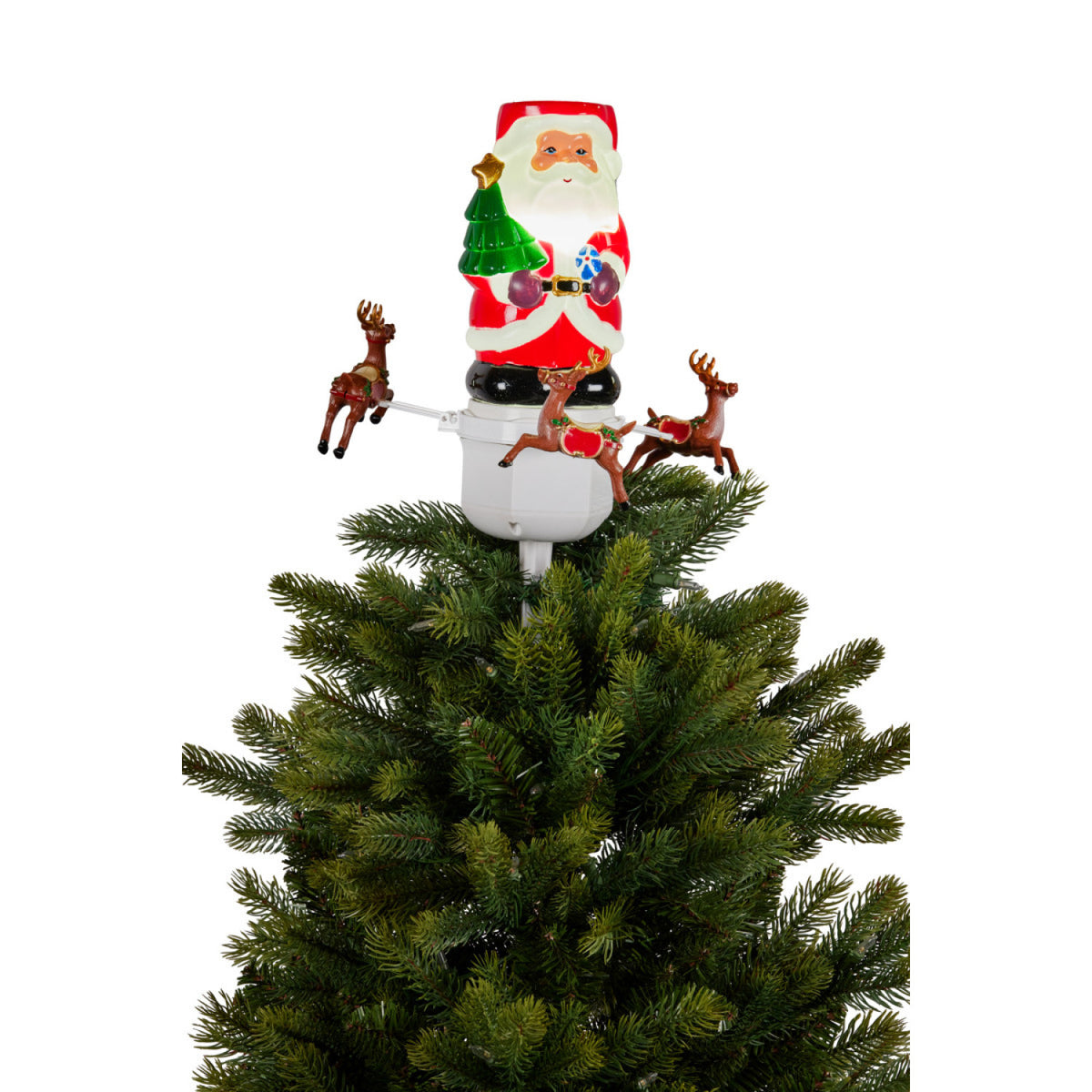 Christabelle Christmas Tree Topper Santa with Movement Images Lights Snow & Music
