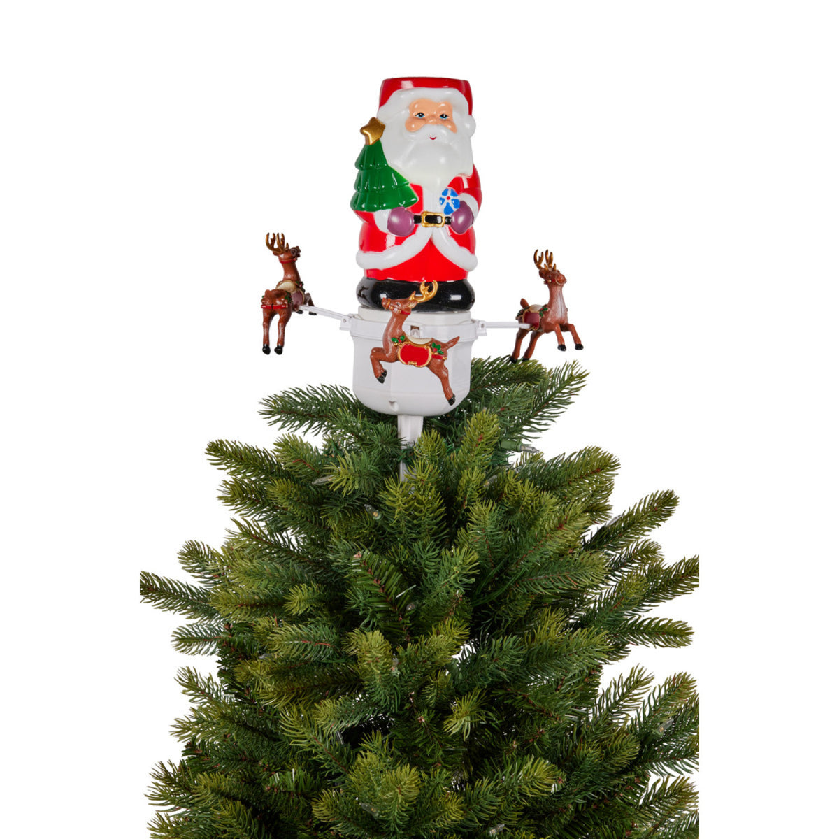 Christabelle Christmas Tree Topper Santa with Movement Images Lights Snow & Music
