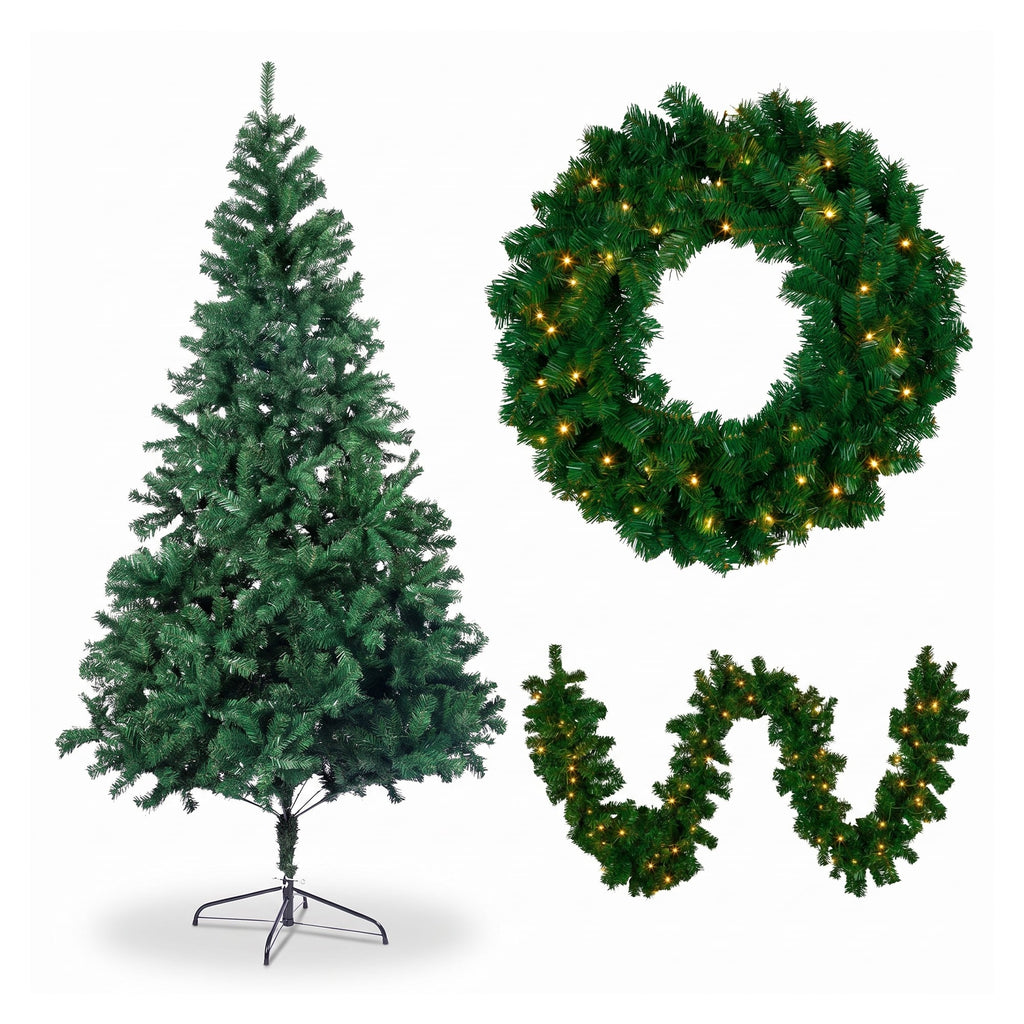 Christabelle Artificial Tree 1.5m 61cm Chadwick Wreath 2.7m Garland with LED Light