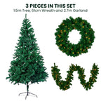 Christabelle Artificial Tree 1.5m 61cm Chadwick Wreath 2.7m Garland with LED Light