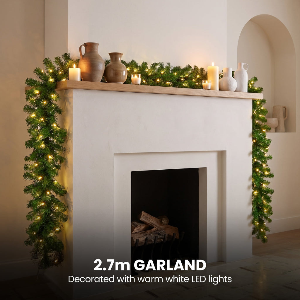 Christabelle Artificial Tree 1.5m 61cm Chadwick Wreath 2.7m Garland with LED Light