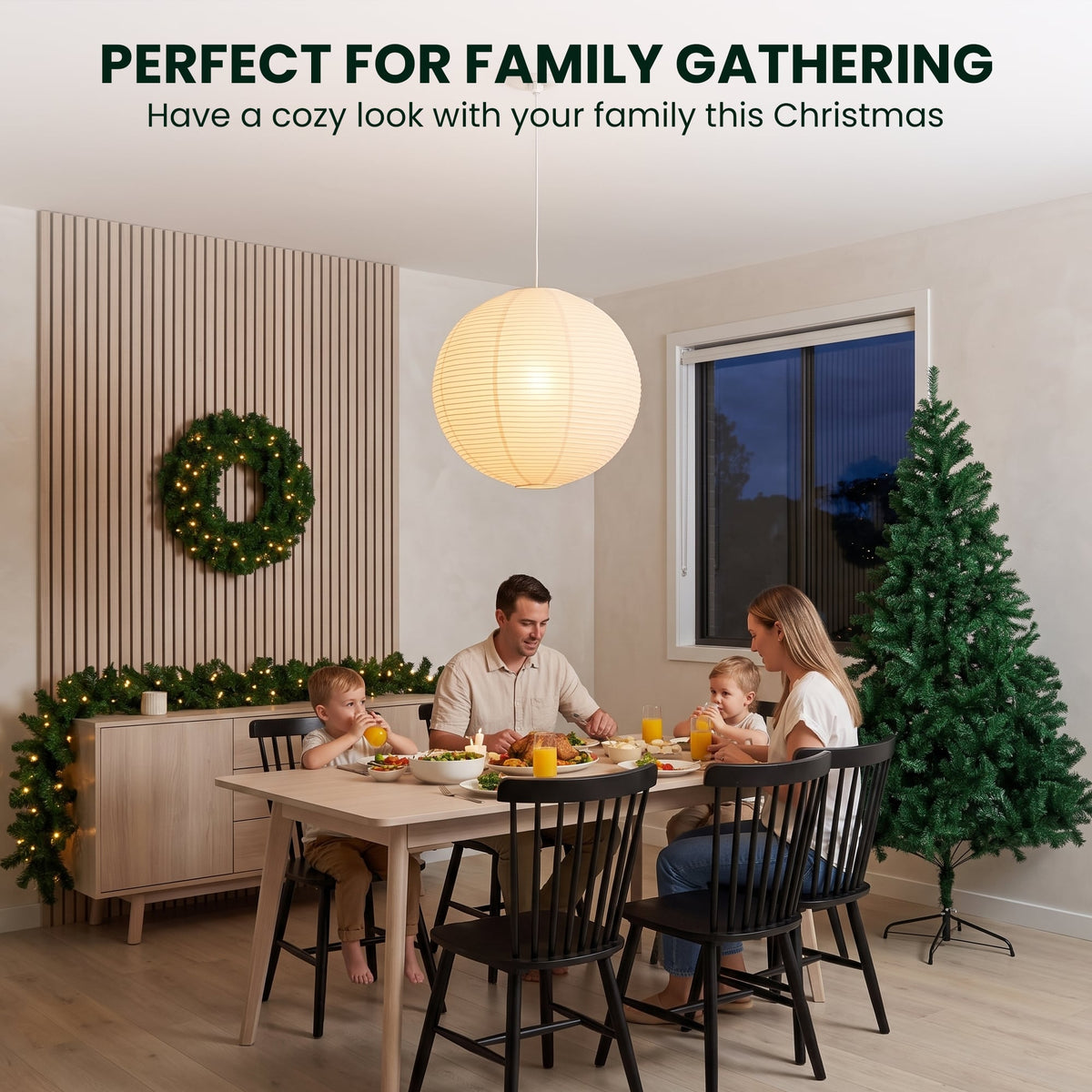 Christabelle Green Artificial Tree 1.8m 61cm Chadwick Wreath with Lights 2.7m Garland with LED Light