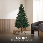 Christabelle Green Artificial Tree 1.8m 61cm Chadwick Wreath with Lights 2.7m Garland with LED Light