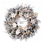 Christabelle Snow-Tipped Snowflocked Tree 61cm Snow Wreath Colonial with Lights 2.74m Garland Snow Frosted