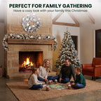 Christabelle Snow-Tipped Snowflocked Tree 61cm Snow Wreath Colonial with Lights 2.74m Garland Snow Frosted