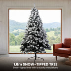 Christabelle Snow-Tipped Snowflocked Tree 61cm Snow Wreath Colonial with Lights 2.74m Garland Snow Frosted