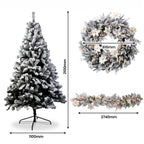Christabelle Snow-Tipped Tree 61cm Snow Wreath Colonial with Lights 2.74m Garland Snow Frosted