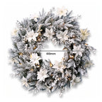 Christabelle Snow-Tipped Tree 61cm Snow Wreath Colonial with Lights 2.74m Garland Snow Frosted
