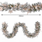 Christabelle Snow-Tipped Tree 61cm Snow Wreath Colonial with Lights 2.74m Garland Snow Frosted