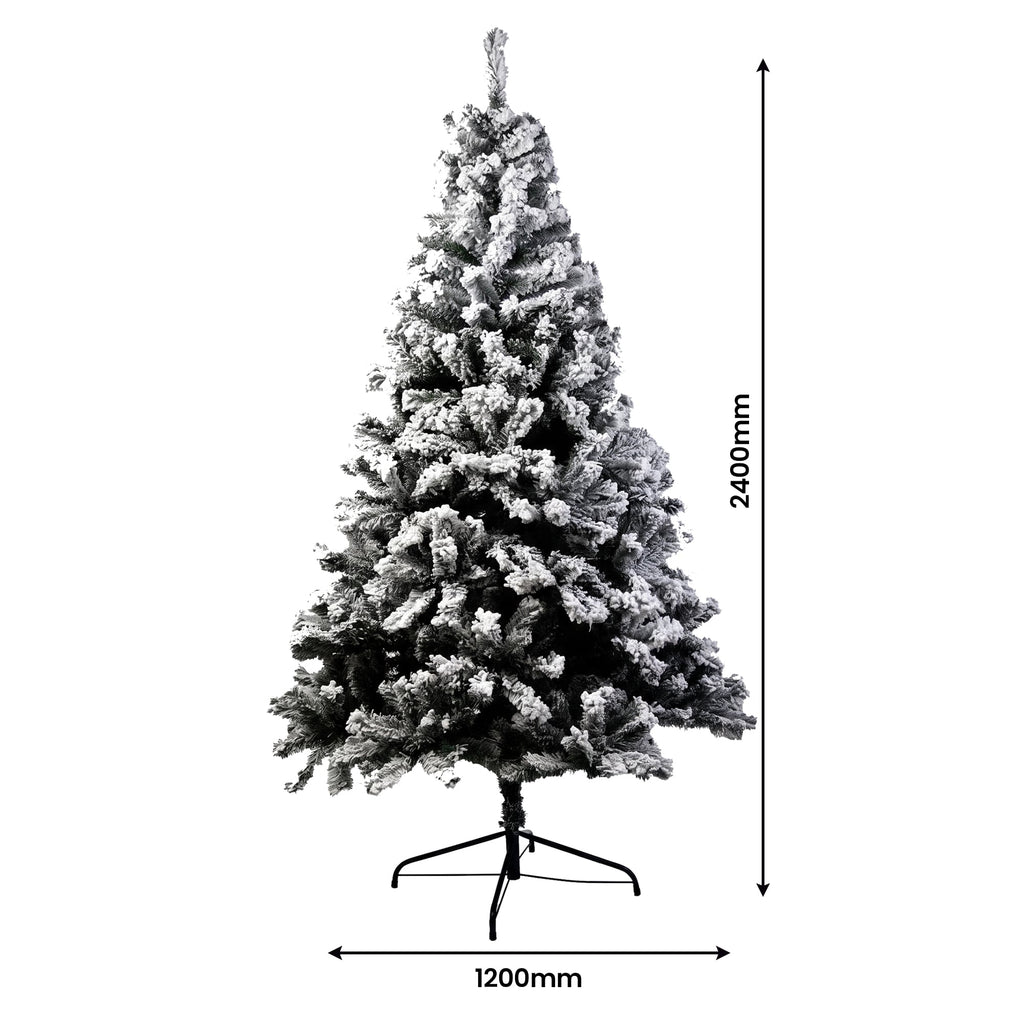 Christabelle Snow-Tipped Christmas 3pc Set 2.4m Christmas Tree Wreath and Garland with LED Lights Holiday Decor