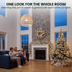 Christabelle Snow-Tipped Christmas 3pc Set 2.4m Christmas Tree Wreath and Garland with LED Lights Holiday Decor