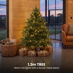 Christabelle Everglow Fir Christmas 3pc Set 1.2m Christmas Tree Wreath and Garland with LED Lights Holiday Decor