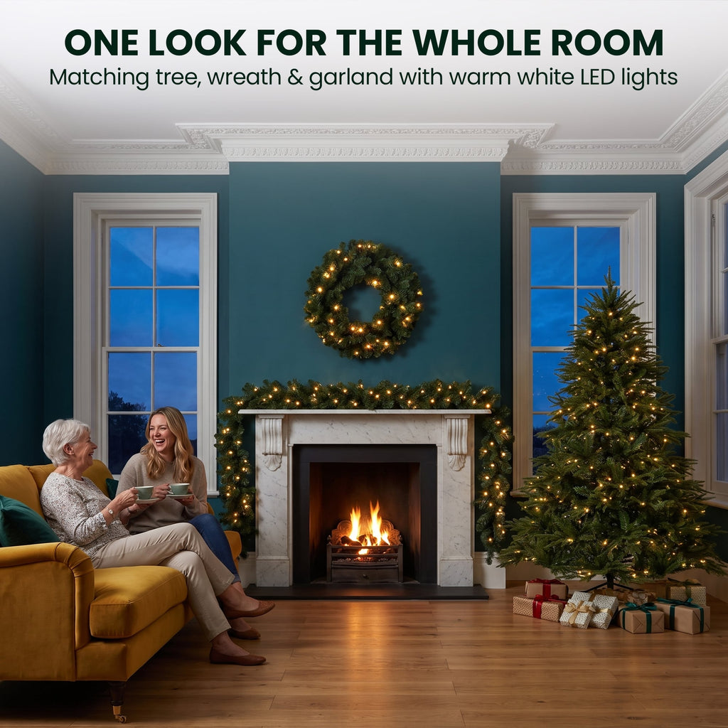 Christabelle 1.8m Prelit Tree 61cm Highland Pine Wreath Prelit 2.74m Highland Pine Christmas Garland
