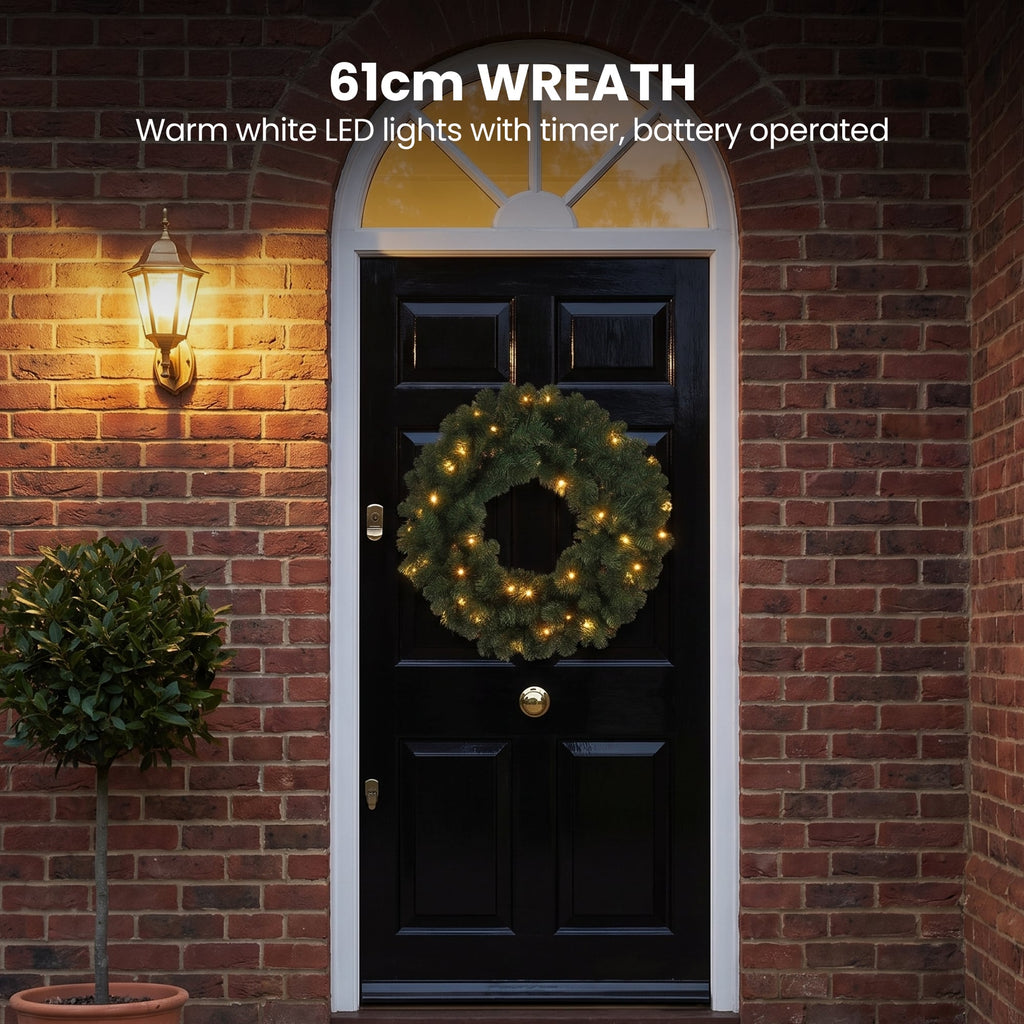 Christabelle 1.8m Prelit Tree 61cm Highland Pine Wreath Prelit 2.74m Highland Pine Christmas Garland