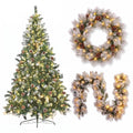 Christabelle 1.2m Pre-Lit LED Tree 61cm Alpine Snow Wreath Prelit 2.74m Alpine Snow Christmas Garland