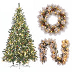 Christabelle 1.2m Pre-Lit LED Tree 61cm Alpine Snow Wreath Prelit 2.74m Alpine Snow Christmas Garland