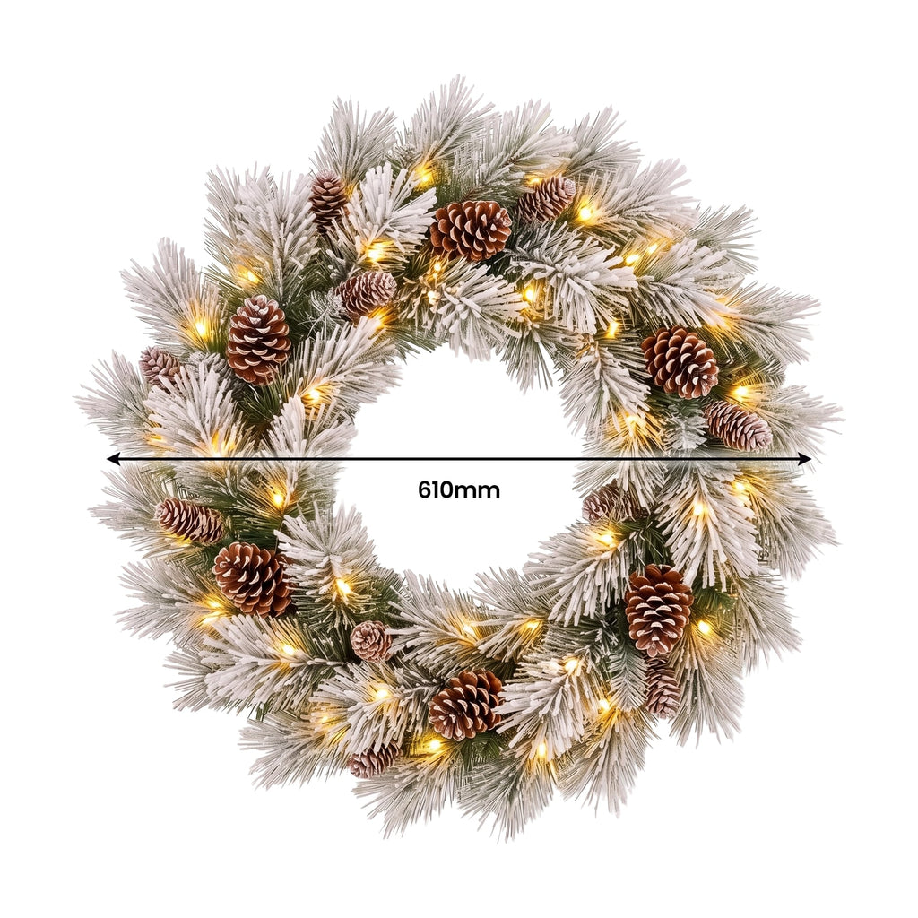 Christabelle 1.2m Pre-Lit LED Tree 61cm Alpine Snow Wreath Prelit 2.74m Alpine Snow Christmas Garland