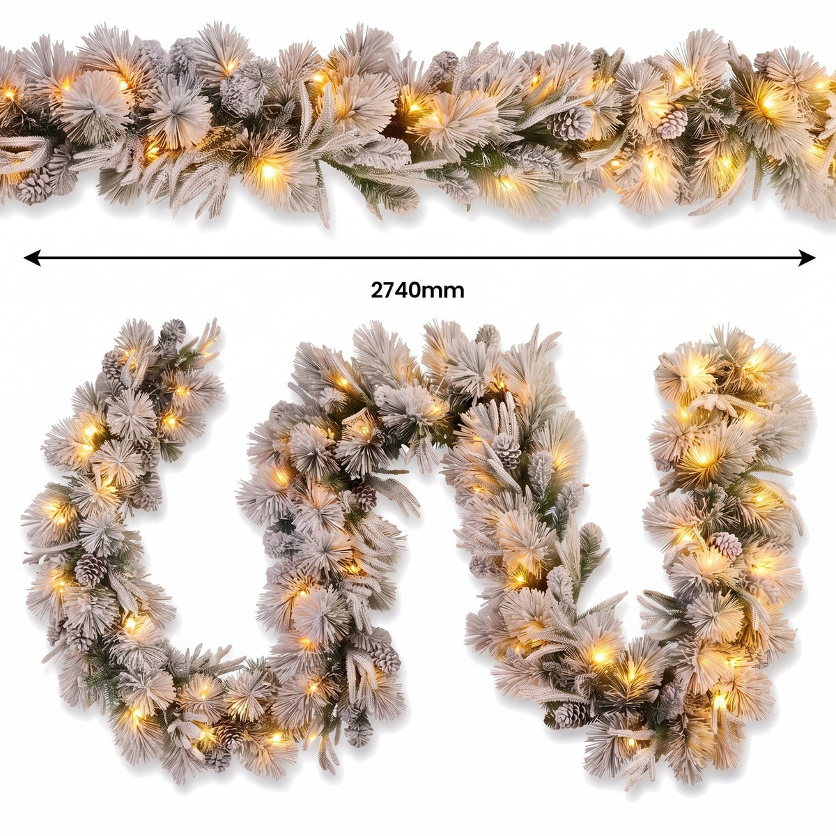 Christabelle 1.2m Pre-Lit LED Tree 61cm Alpine Snow Wreath Prelit 2.74m Alpine Snow Christmas Garland