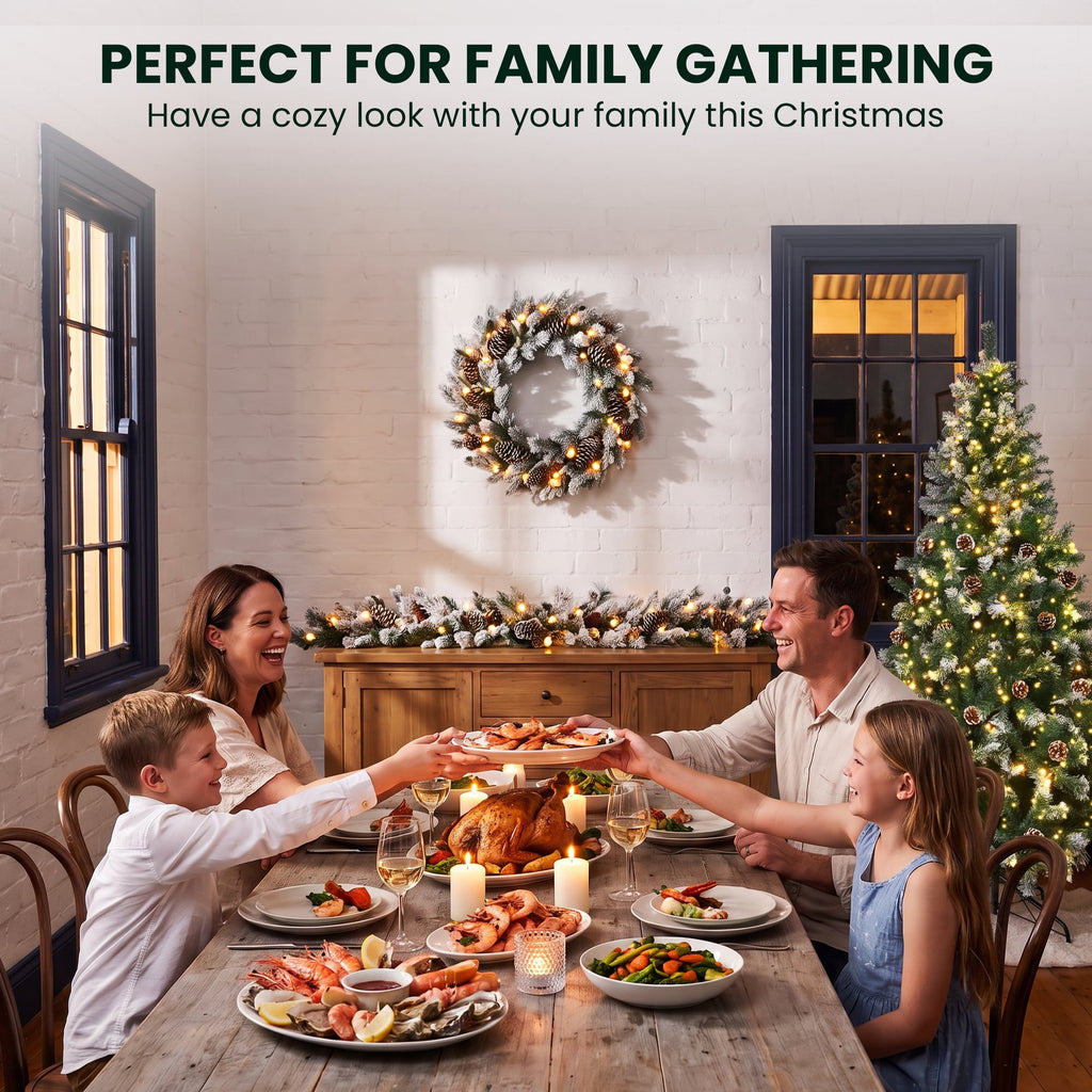 Christabelle 1.2m Pre-Lit LED Tree 61cm Alpine Snow Wreath Prelit 2.74m Alpine Snow Christmas Garland