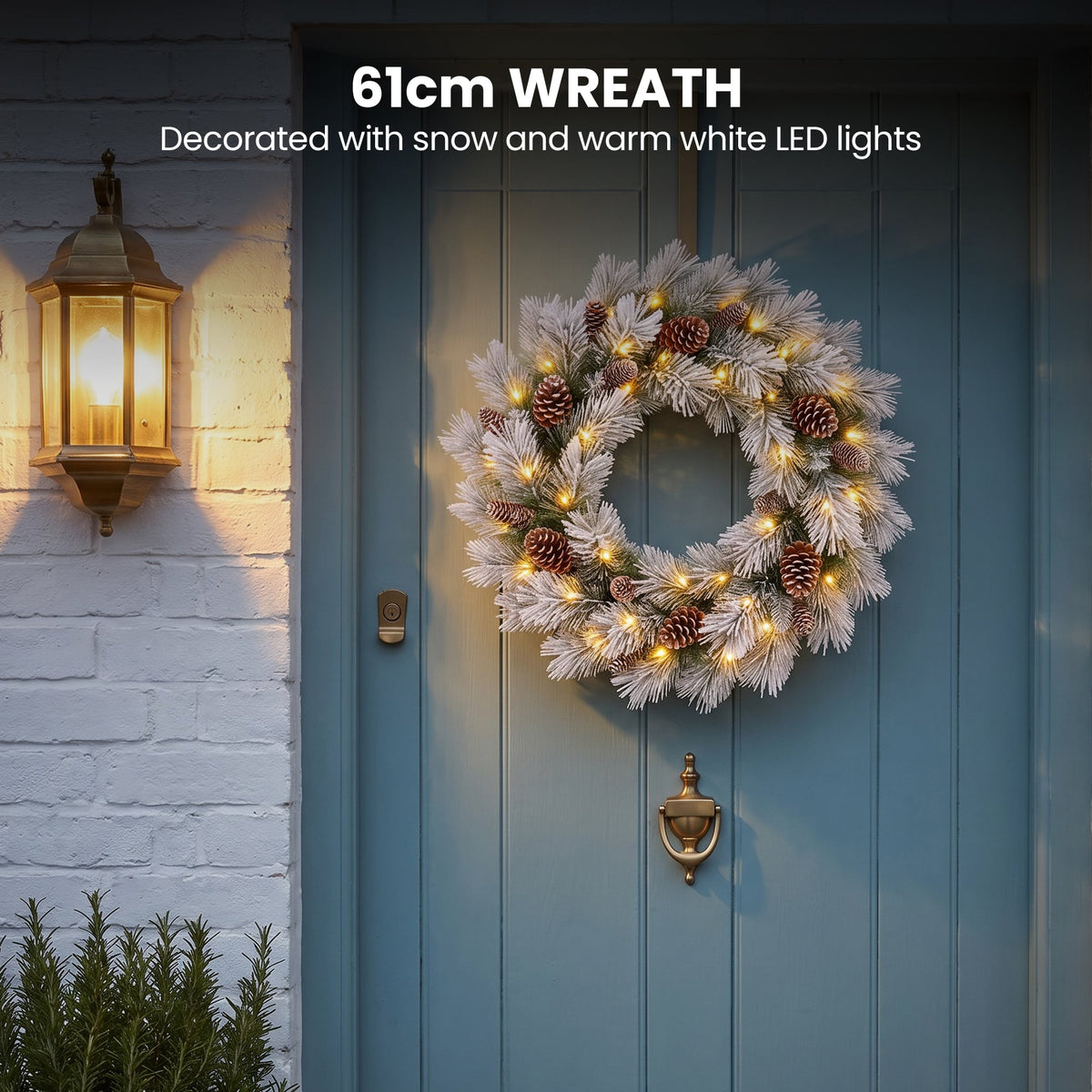 Christabelle 1.2m Pre-Lit LED Tree 61cm Alpine Snow Wreath Prelit 2.74m Alpine Snow Christmas Garland