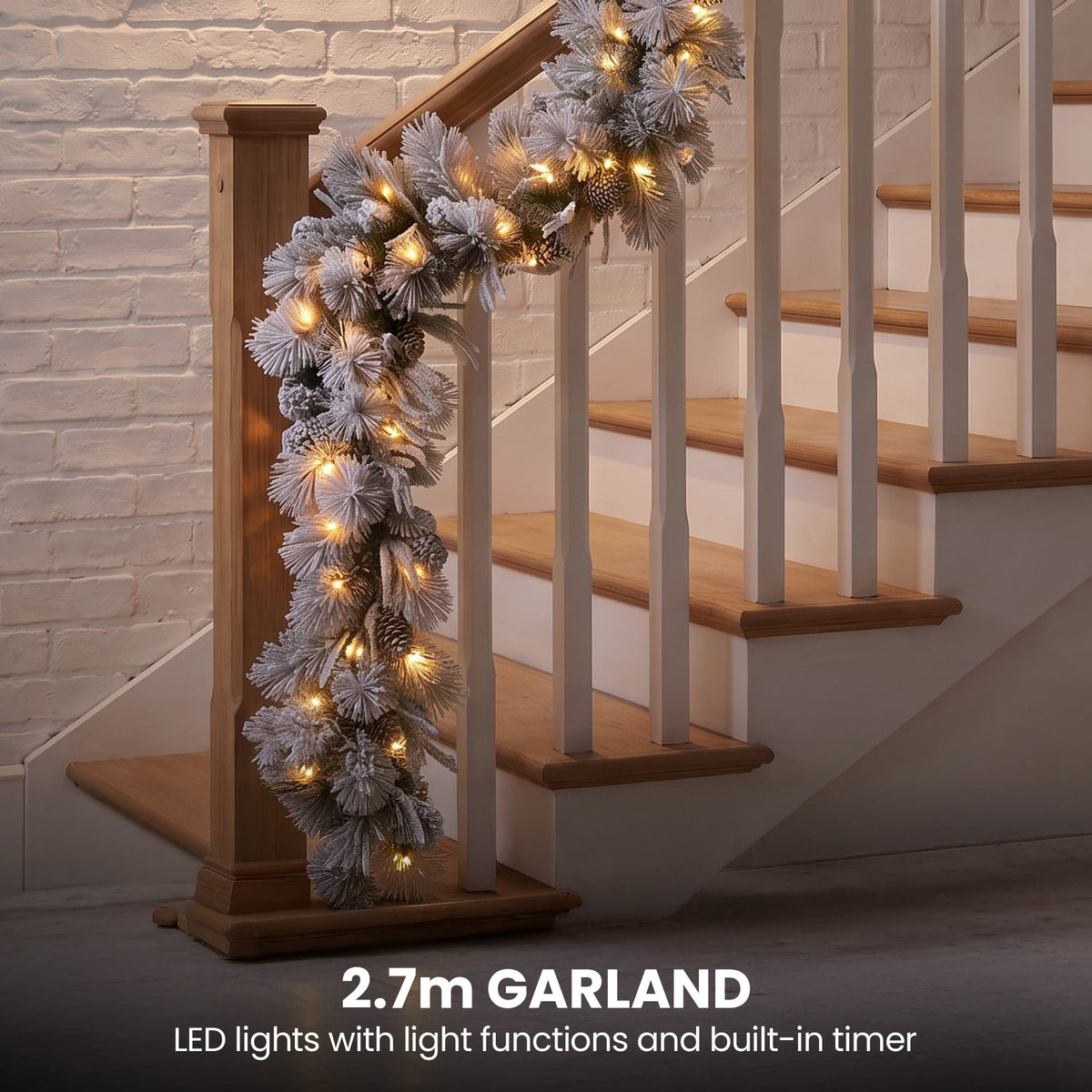 Christabelle 1.2m Pre-Lit LED Tree 61cm Alpine Snow Wreath Prelit 2.74m Alpine Snow Christmas Garland