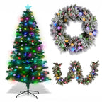 Christabelle 1.2m Pre-Lit Tree Stunning 61cm Snowy Wreath 2.7m Snowy Christmas Garland with LED