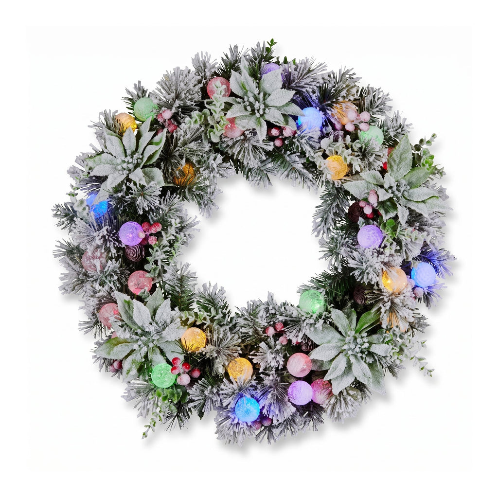 Christabelle 1.2m Pre-Lit Tree Stunning 61cm Snowy Wreath 2.7m Snowy Christmas Garland with LED