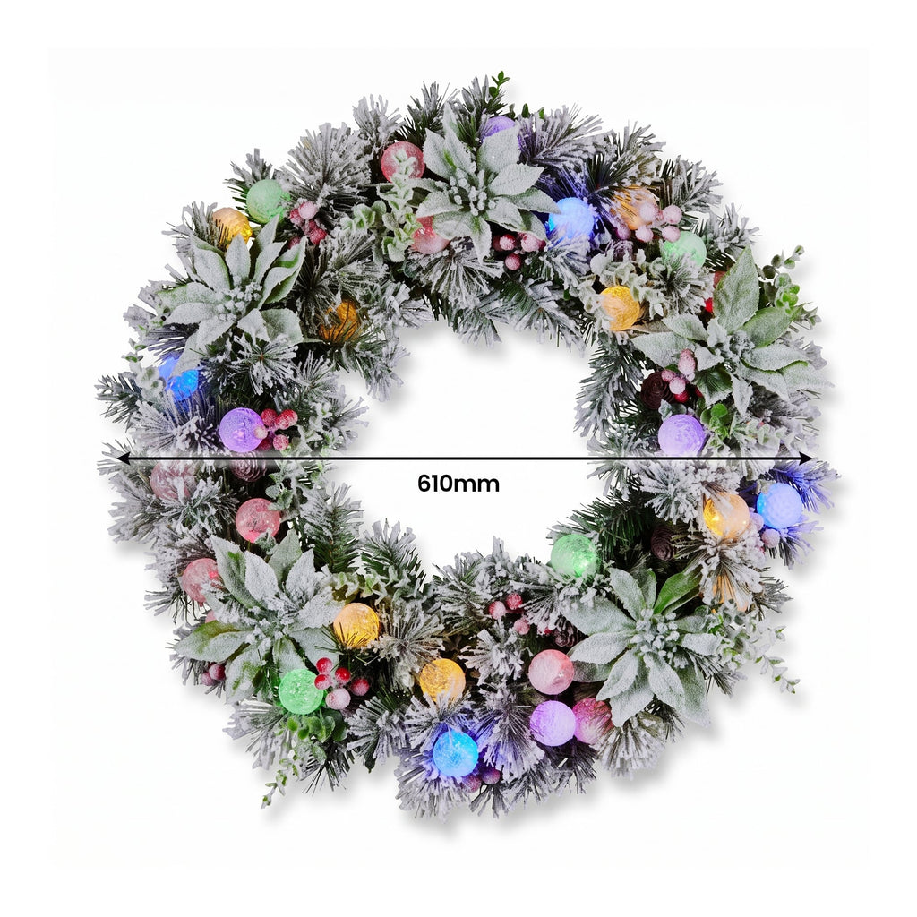 Christabelle 1.2m Pre-Lit Tree Stunning 61cm Snowy Wreath 2.7m Snowy Christmas Garland with LED