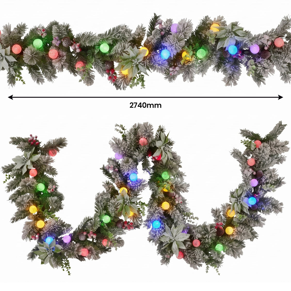 Christabelle 1.2m Pre-Lit Tree Stunning 61cm Snowy Wreath 2.7m Snowy Christmas Garland with LED
