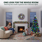 Christabelle 1.2m Pre-Lit Tree Stunning 61cm Snowy Wreath 2.7m Snowy Christmas Garland with LED
