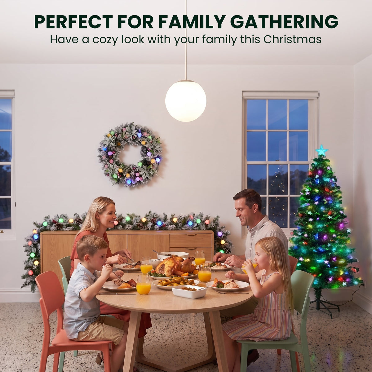 Christabelle 1.2m Pre-Lit Tree Stunning 61cm Snowy Wreath 2.7m Snowy Christmas Garland with LED