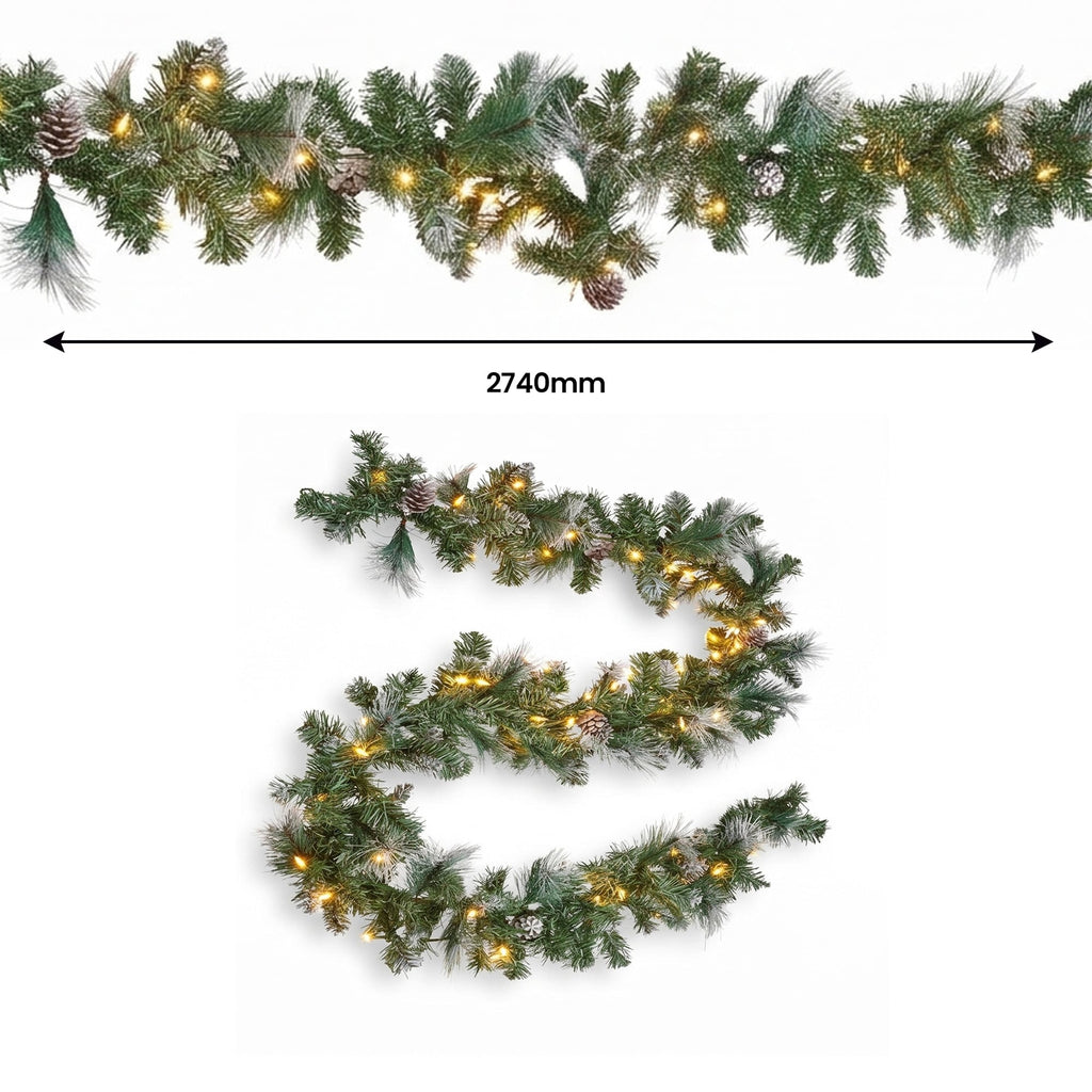 Christabelle 2.3m Christmas Tree 2.7m Garland and Wreath with Warm White Xmas LEDs