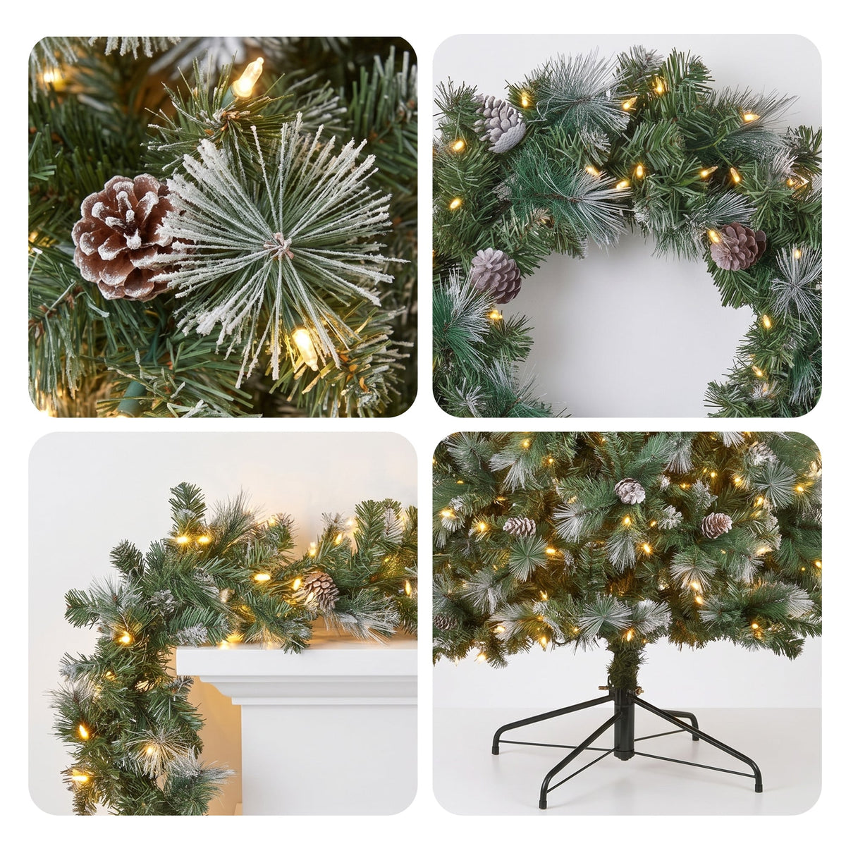 Christabelle 2.3m Christmas Tree 2.7m Garland and Wreath with Warm White Xmas LEDs