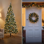 Christabelle 2.3m Christmas Tree 2.7m Garland and Wreath with Warm White Xmas LEDs