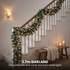 Christabelle 2.3m Christmas Tree 2.7m Garland and Wreath with Warm White Xmas LEDs