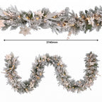 Christabelle Pre-Lit Frosted Colonial Christmas 2pc Set 61cm Wreath and Garland with LED Lights Holiday Decor