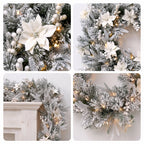 Christabelle Pre-Lit Frosted Colonial Christmas 2pc Set 61cm Wreath and Garland with LED Lights Holiday Decor