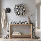 Christabelle Pre-Lit Frosted Colonial Christmas 2pc Set 61cm Wreath and Garland with LED Lights Holiday Decor