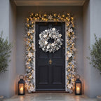 Christabelle Pre-Lit Frosted Colonial Christmas 2pc Set 61cm Wreath and Garland with LED Lights Holiday Decor