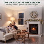 Christabelle Pre-Lit Frosted Colonial Christmas 2pc Set 61cm Wreath and Garland with LED Lights Holiday Decor