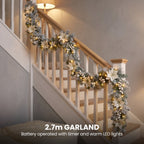Christabelle Pre-Lit Frosted Colonial Christmas 2pc Set 61cm Wreath and Garland with LED Lights Holiday Decor