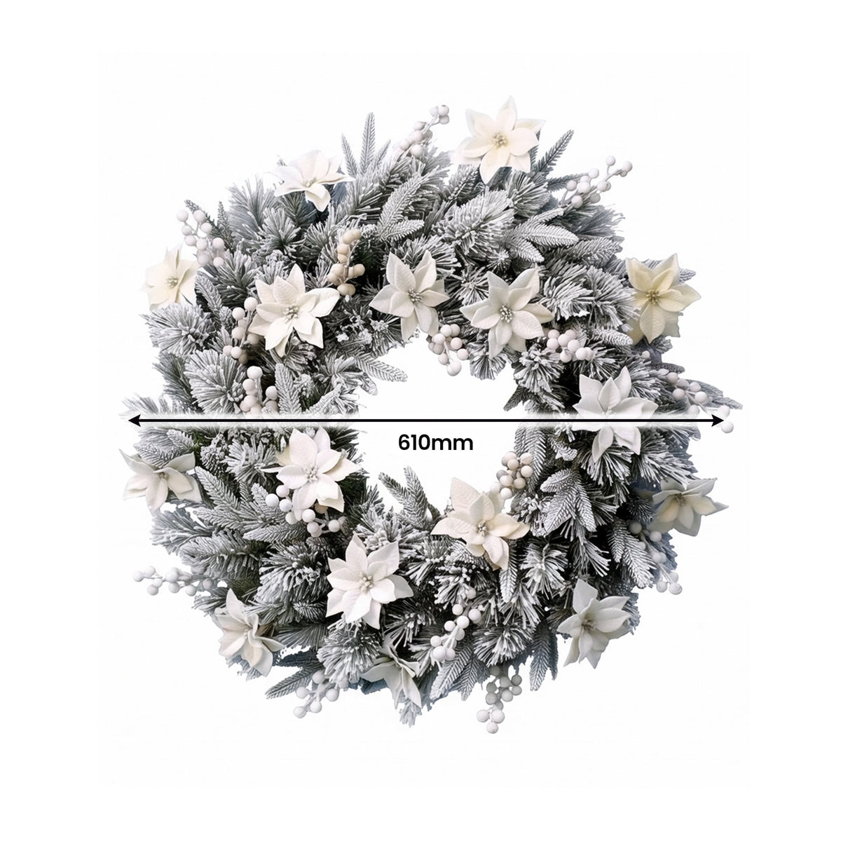 Christabelle Frosted Colonial Christmas 3pc Set 2.1m Tree 61cm Wreath 2.7m Garland with LED Lights Holiday Decor