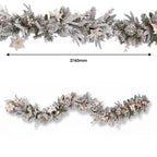 Christabelle Frosted Colonial Christmas 3pc Set 2.1m Tree 61cm Wreath 2.7m Garland with LED Lights Holiday Decor