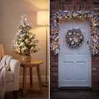 Christabelle Frosted Colonial Christmas 3pc Set 2.1m Tree 61cm Wreath 2.7m Garland with LED Lights Holiday Decor