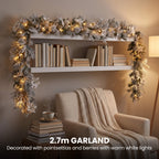 Christabelle Frosted Colonial Christmas 3pc Set 2.1m Tree 61cm Wreath 2.7m Garland with LED Lights Holiday Decor